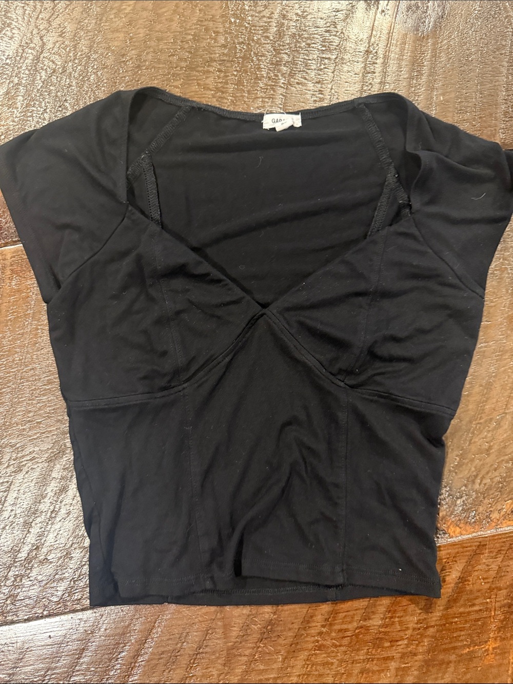 Garage Black V-Neck Crop Top